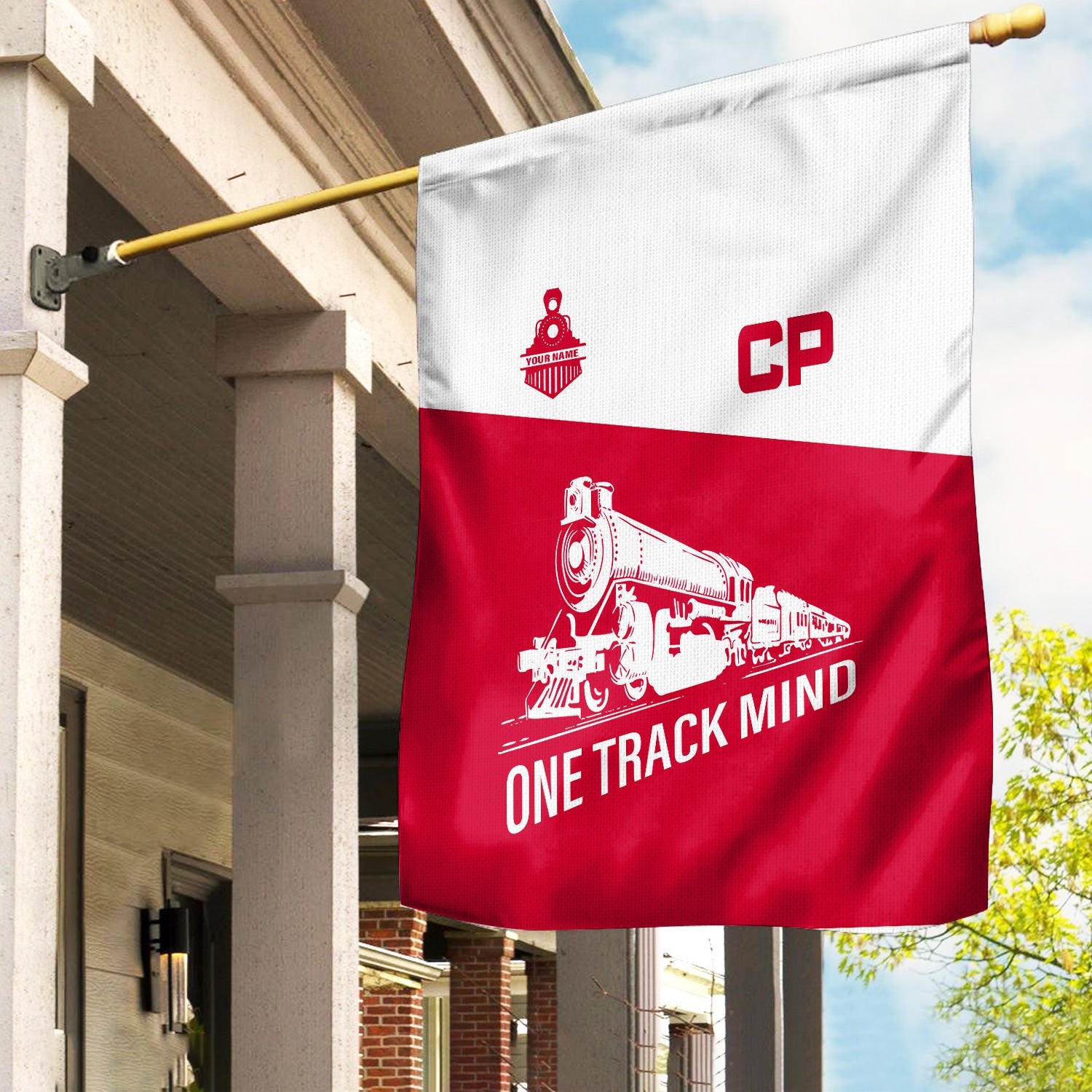 Railspirit Personalized Canadian Pacific Railroad Garden Flag One Track Mind Flag Gift Idea For Train Lover