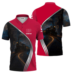 Railspirit Personalized Canadian Pacific Railroad Polo Shirt Steampunk Locomotive with Custom Year Train Shirt