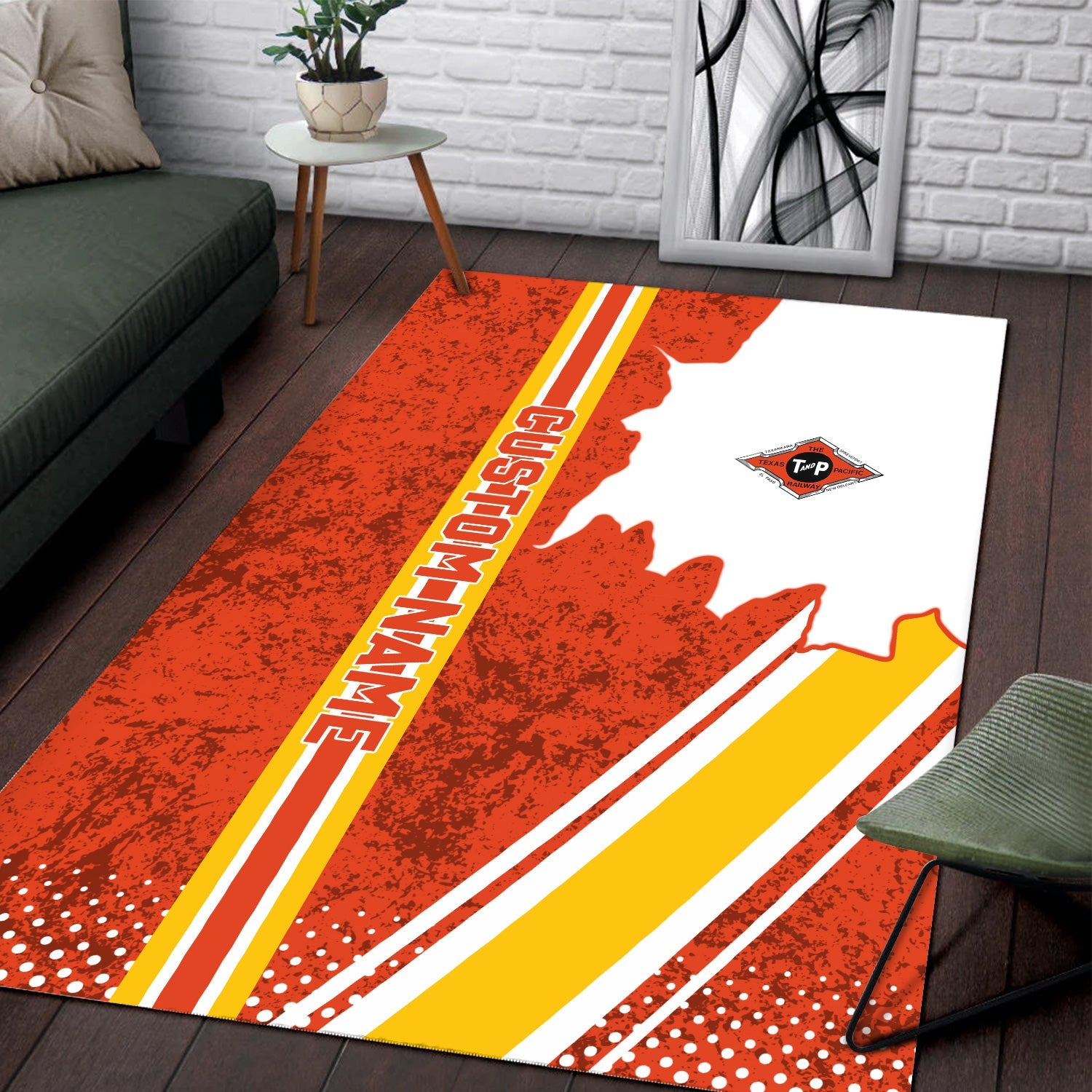 Railspirit Personalized Texas and Pacific Railway Area Rug Vintage All Over Printed Rug