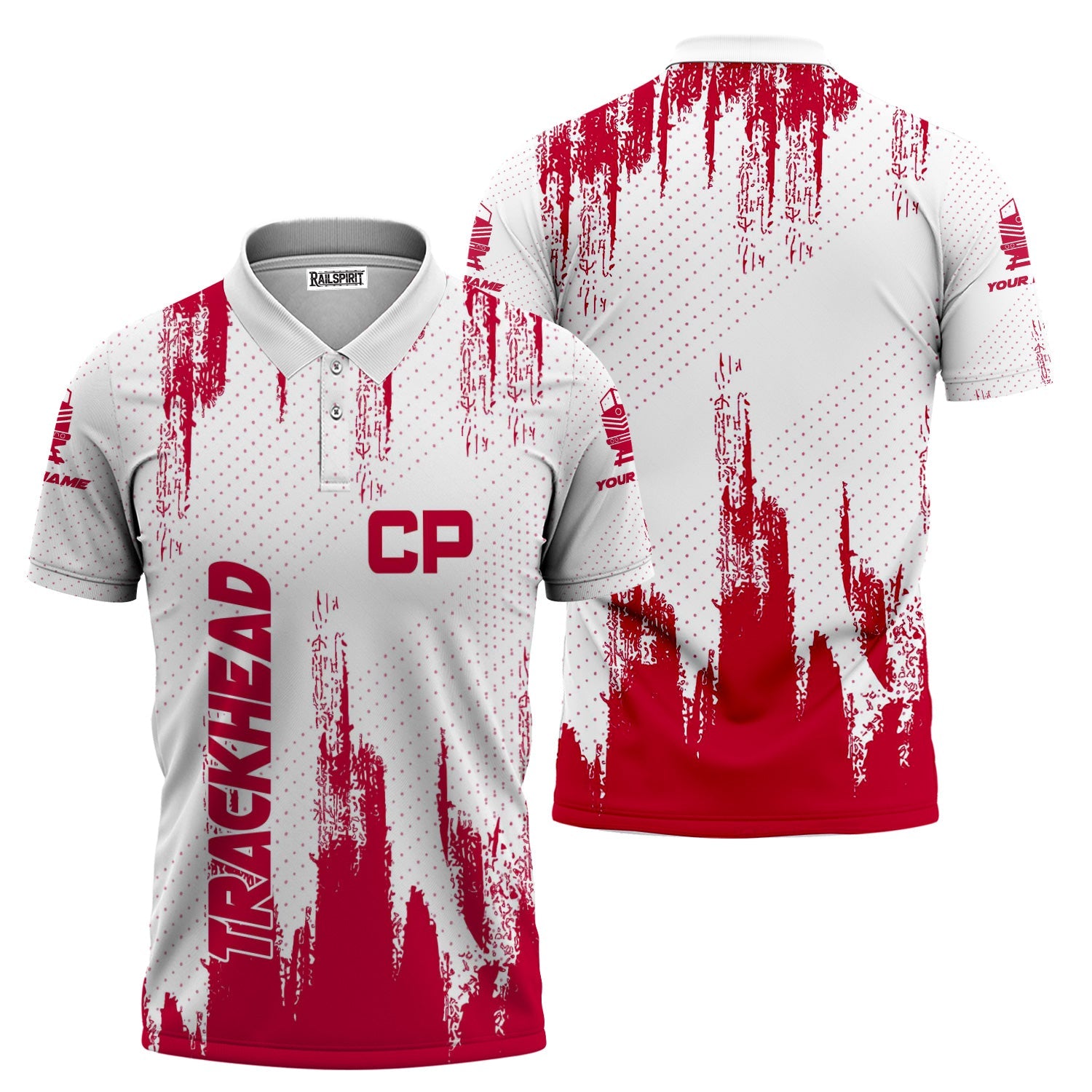 Railspirit Personalized Canadian Pacific Railroad Polo Shirt Paint Impact Design Train Shirt for Trackhead
