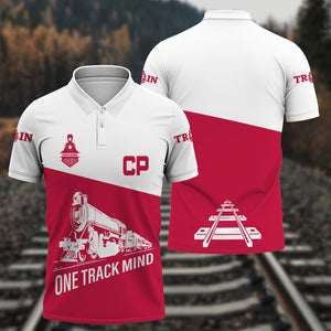 Railspirit Personalized Canadian Pacific Railroad Polo Shirt One Track Mind Unisex Train Shirt Gift Idea For Train Lover