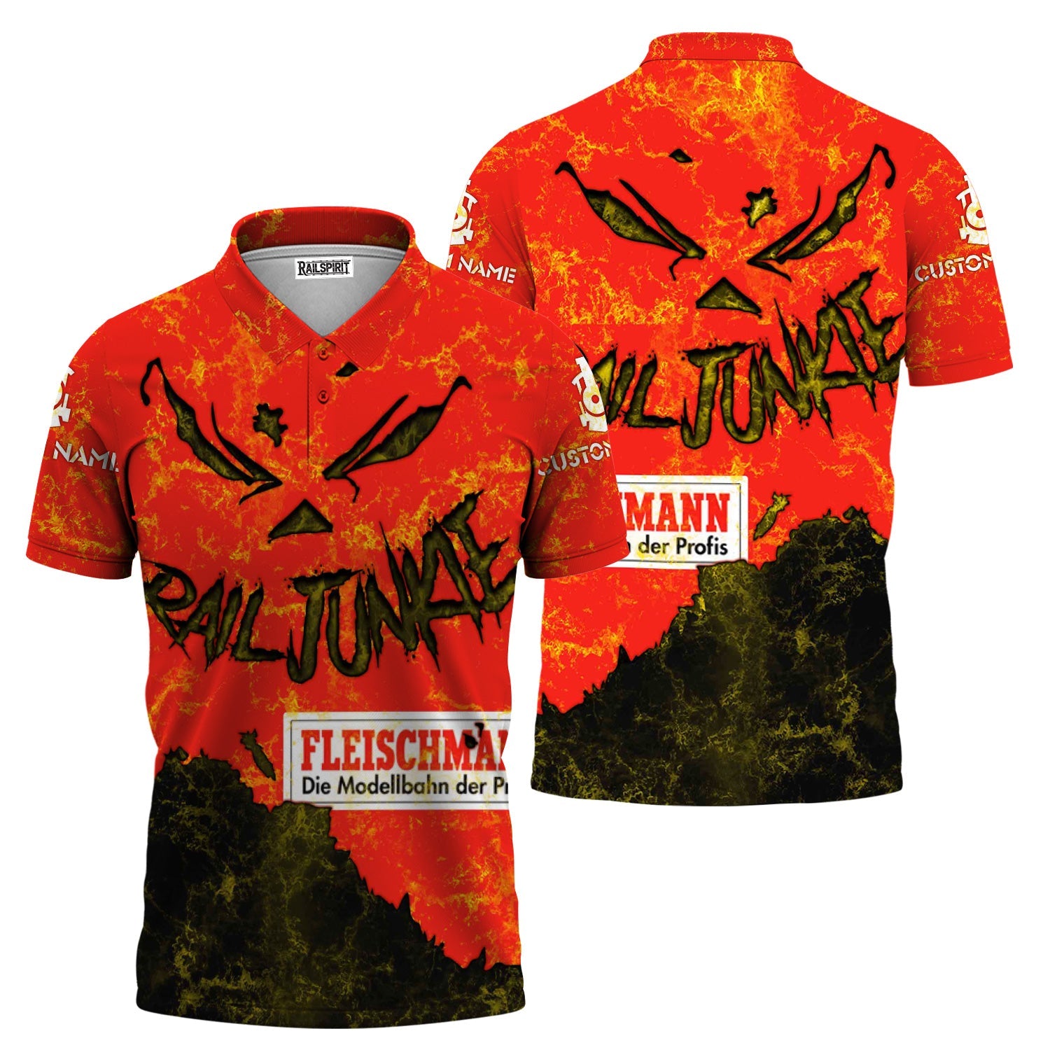 Railspirit Personalized Fleischmann And Western Railroad Polo Shirt Torn Graphic Style Train Shirt For Rail Junkie