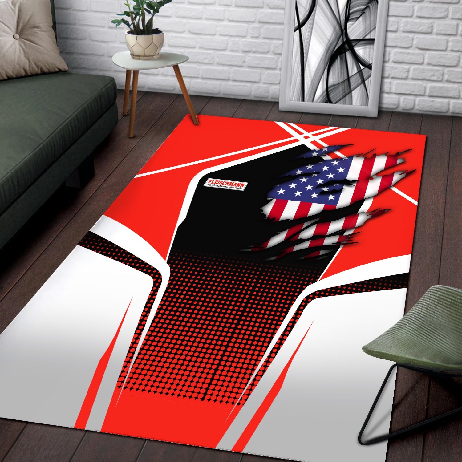 Railspirit Personalized Fleischmann And Western Railroad Area Rug American Eagle Vintage Train Rug