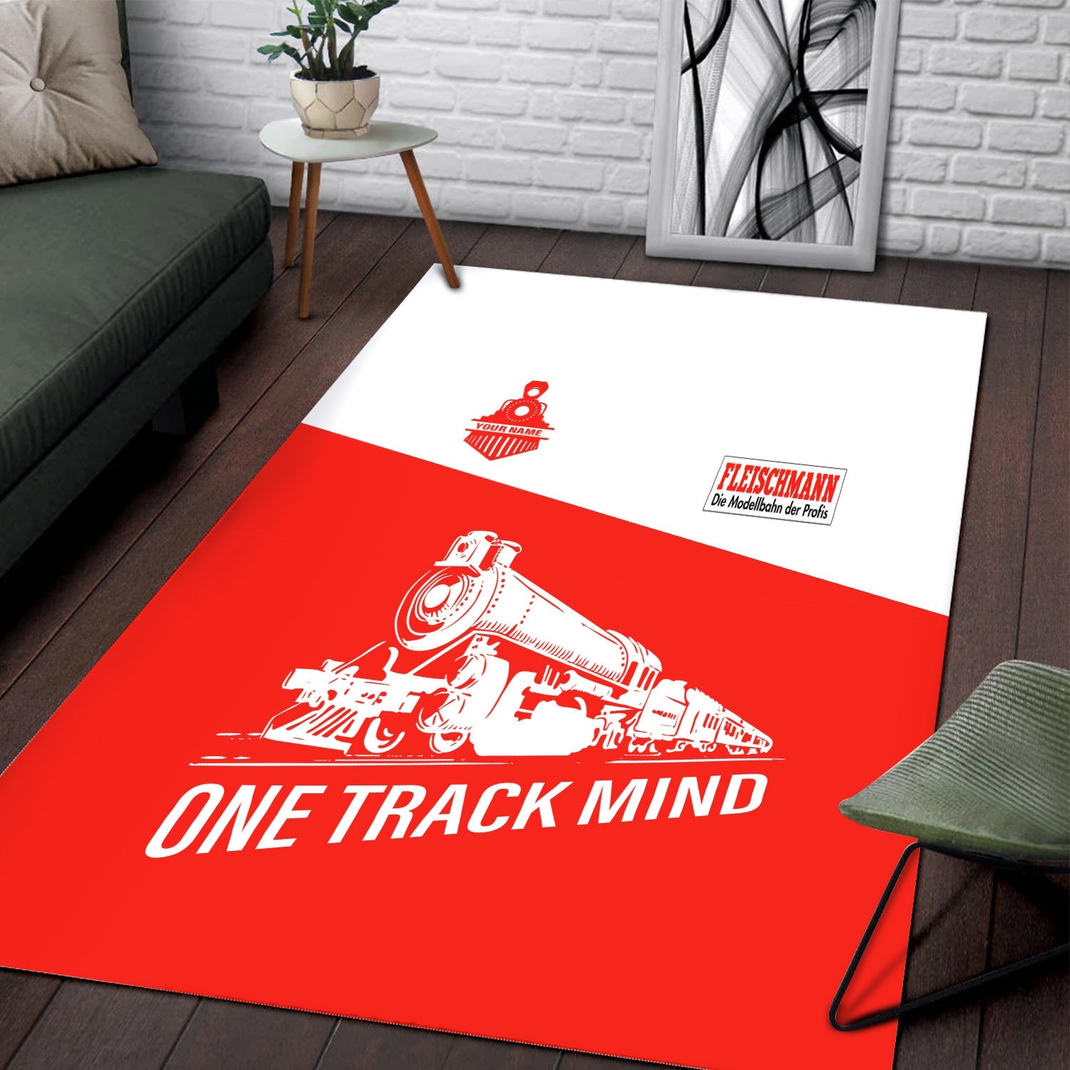 Railspirit Personalized Fleischmann And Western Railroad Area Rug One Track Mind Train Rug Gift Idea For Train Lover