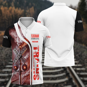 Railspirit Personalized Fleischmann And Western Railroad Polo Shirt Crossing Railroad Sign American Locomotive Train Shirt All Over Print