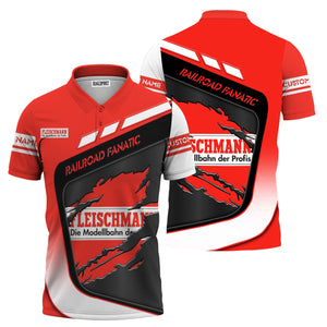 Railspirit Personalized Fleischmann And Western Railroad Polo Shirt Ripped Texture Style Train Shirt For Railroad Fanatic