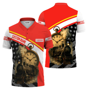Railspirit Personalized Fleischmann And Western Railroad Polo Shirt Classic Steam Engine With Retro Pocket Watch Shirt All Over Print