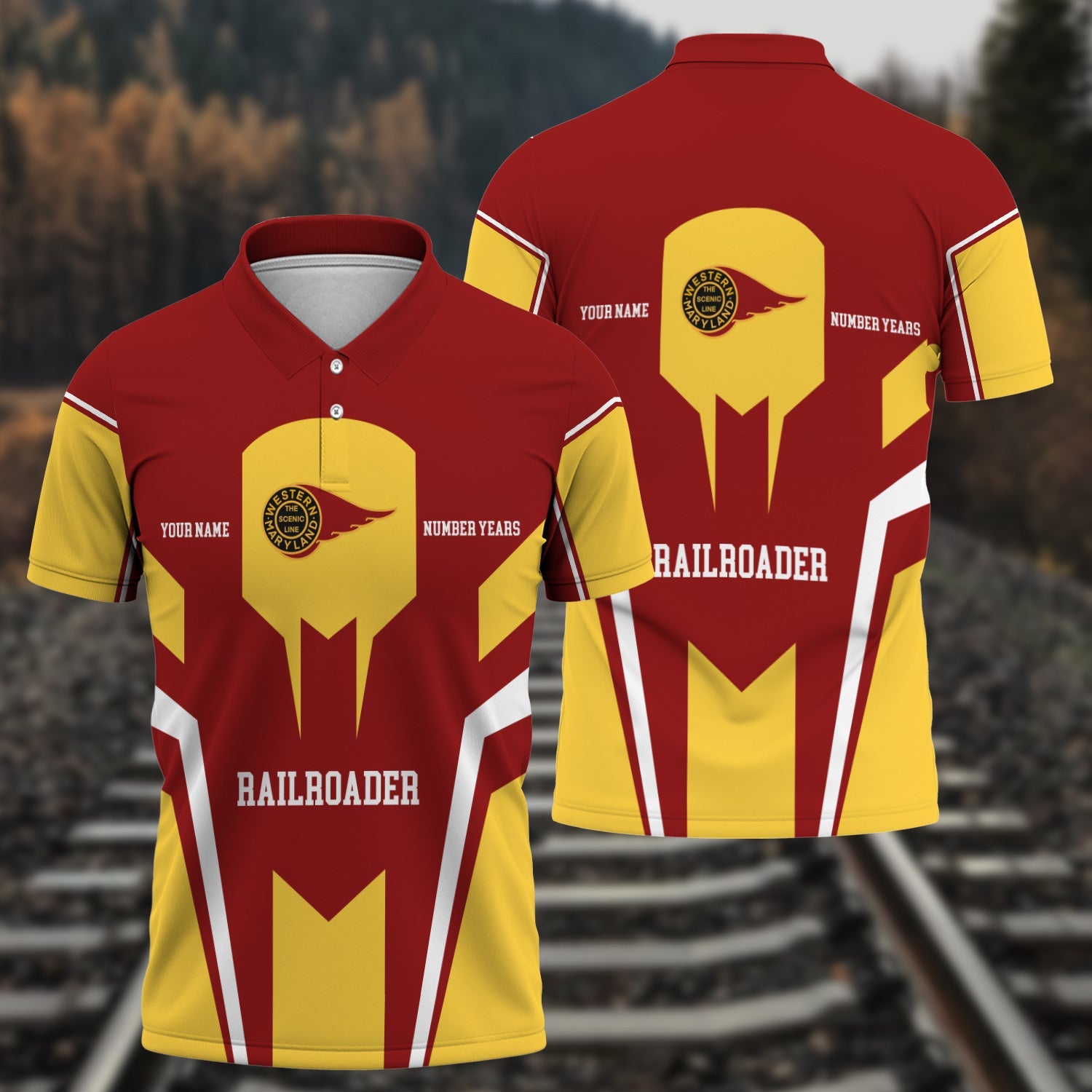 Railspirit Personalized Western Maryland Railway Polo Shirt Custom Year Railroader Shirt Gift Idea For Train Lover