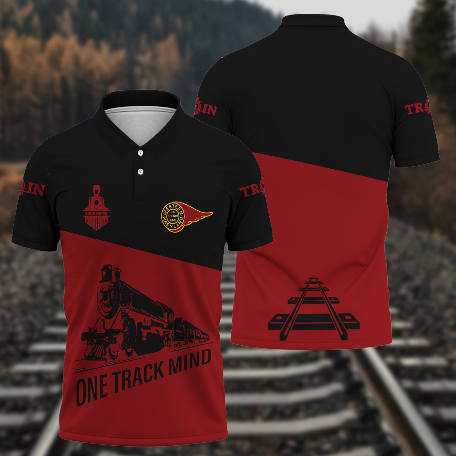 Railspirit Personalized Western Maryland Railway Polo Shirt One Track Mind Unisex Train Shirt Gift Idea For Train Lover