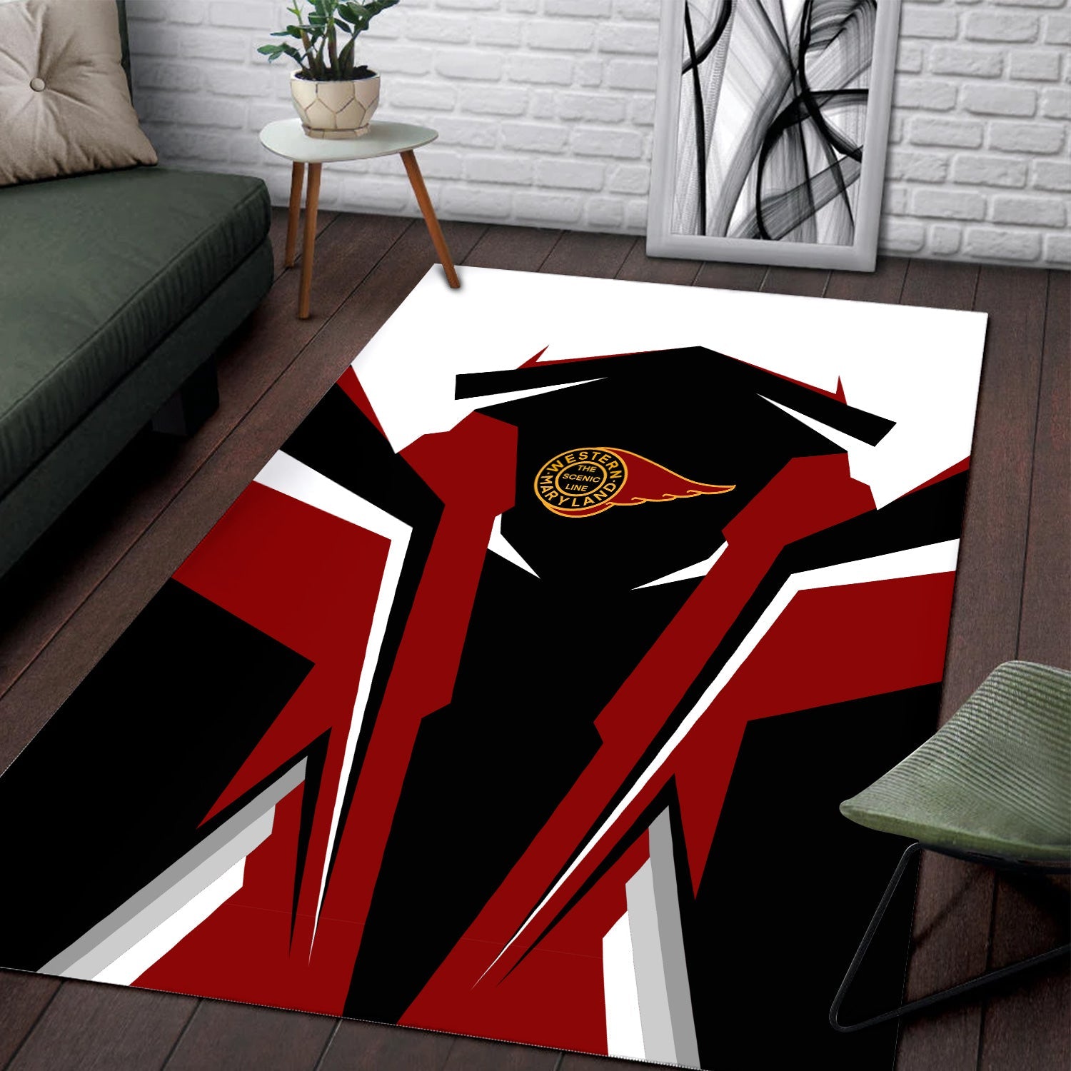 Railspirit Personalized Western Maryland Railway Area Rug Strong Line Style  Train Area Rug Gift Idea For Train Lover