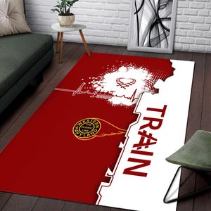 Railspirit Western Maryland Railway Area Rug Engine Heartbeat and Track Love Style Rug Gift Idea For Train Lovers