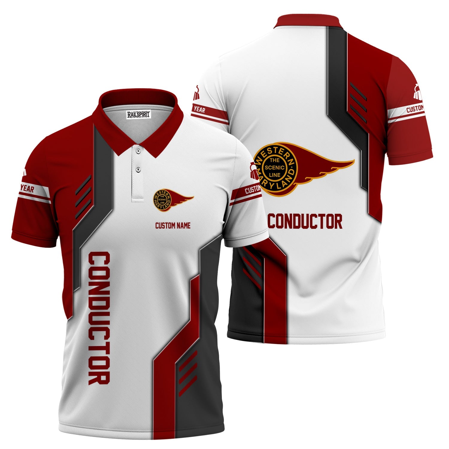 Railspirit Personalized Western Maryland Railway Polo Shirt Unique Railway Style with Custom Job Train Shirt