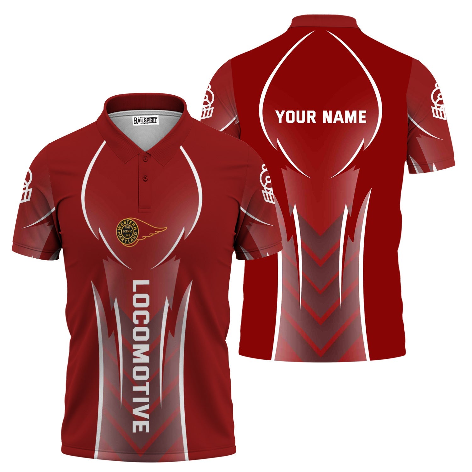 Railspirit Personalized Western Maryland Railway Polo Shirt Striking Line Style Train Shirt For Locomotive Lovers