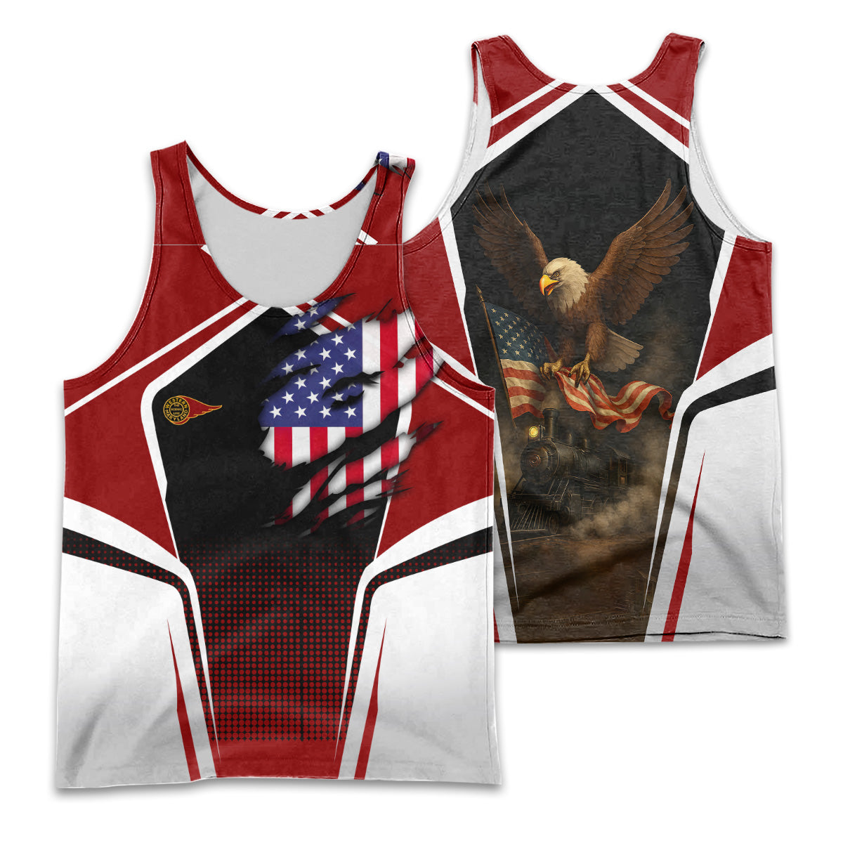 Railspirit Personalized Western Maryland Railway Men Tank Top American Eagle Vintage Train Shirt