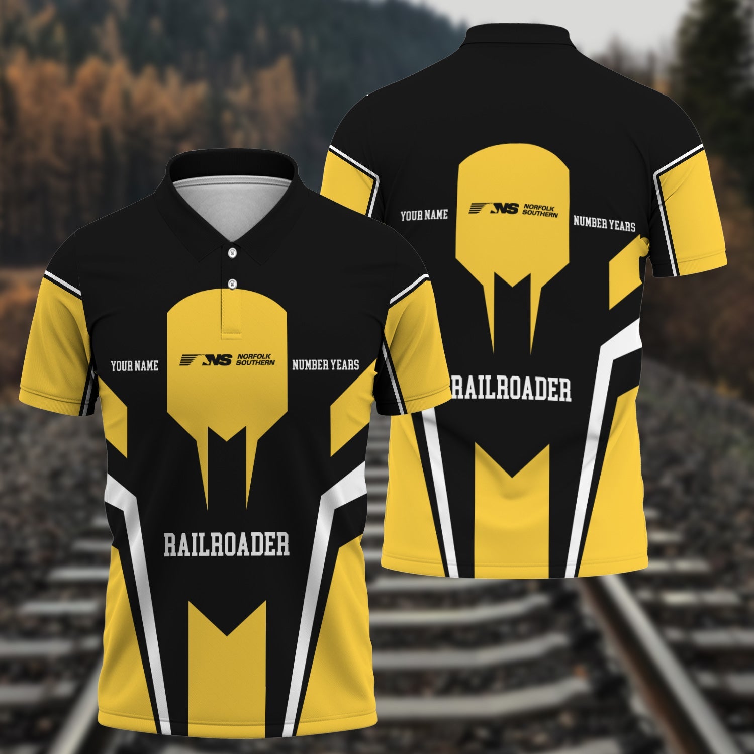 Railspirit Personalized Norfolk Southern Railway Polo Shirt Custom Year Railroader Shirt Gift Idea For Train Lover