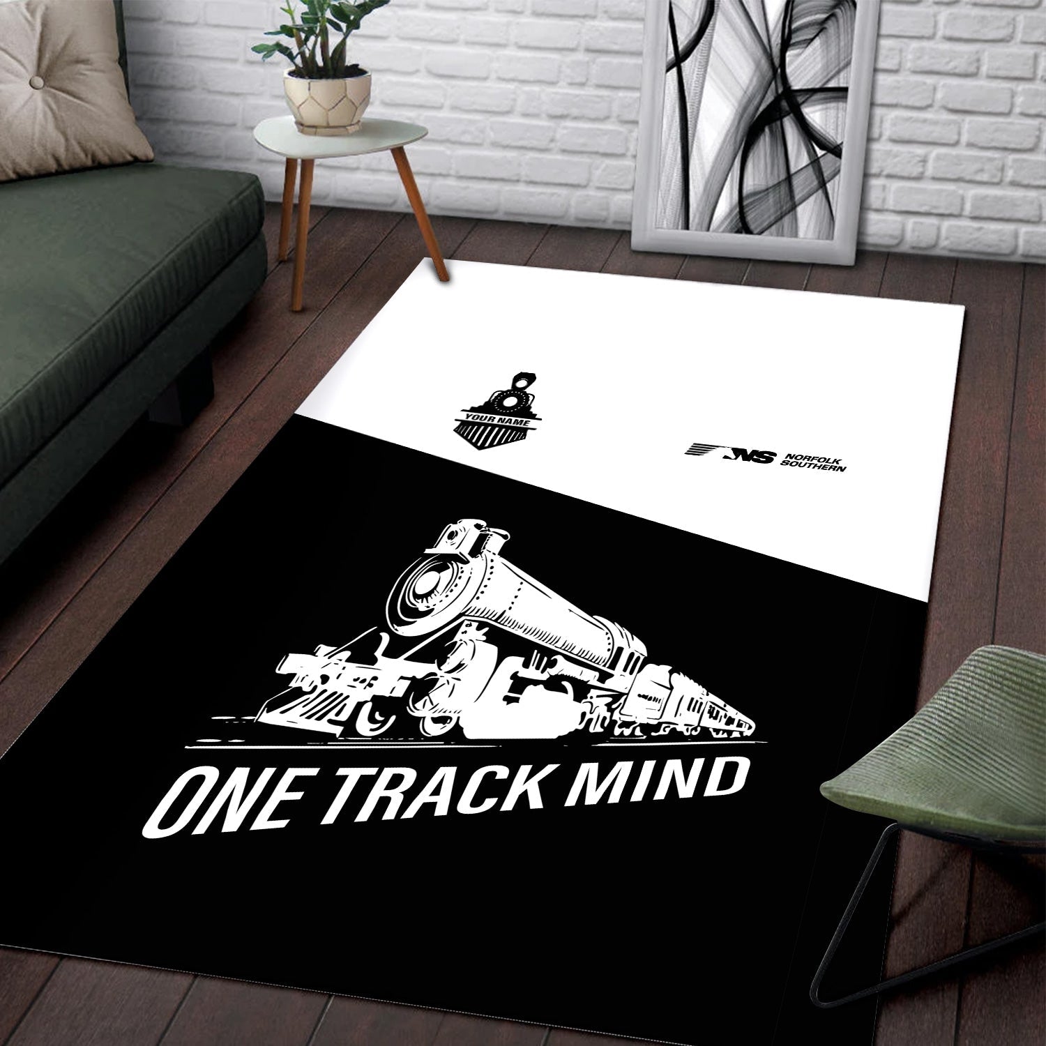Railspirit Personalized Norfolk Southern Railway Area Rug One Track Mind Train Rug Gift Idea For Train Lover