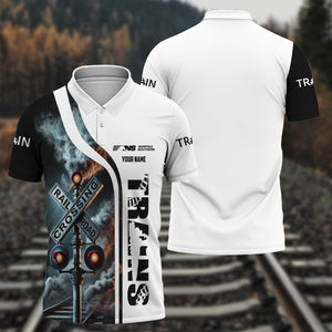 Railspirit Personalized Norfolk Southern Railway Polo Shirt Crossing Railroad Sign American Locomotive Train Shirt All Over Print