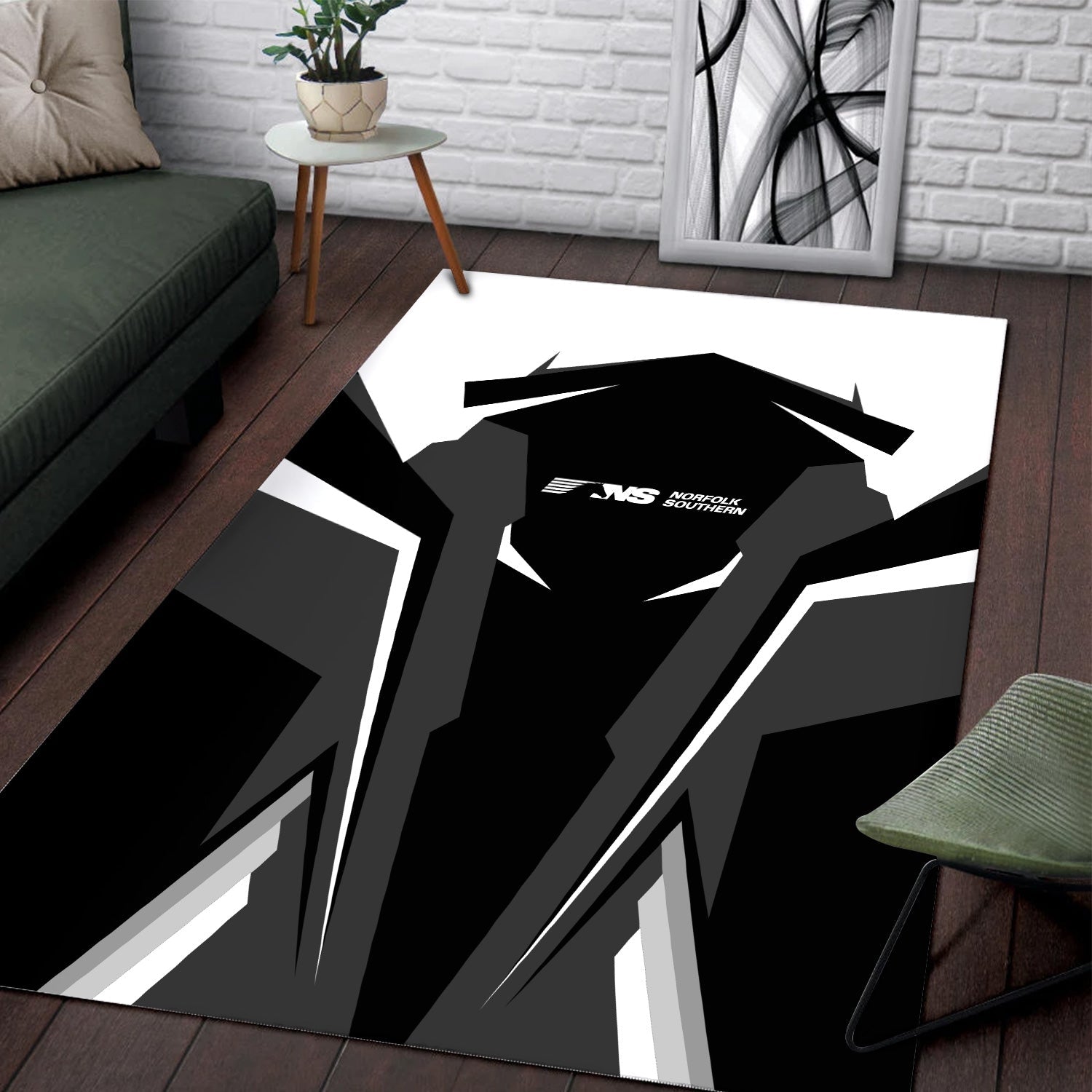 Railspirit Personalized Norfolk Southern Railway Area Rug Strong Line Style  Train Area Rug Gift Idea For Train Lover