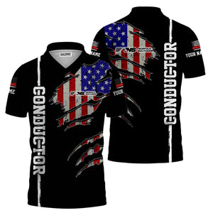 Railspirit Personalized Norfolk Southern Railway Polo Shirt USA Flag Claw Art with Custom Job Train Shirt