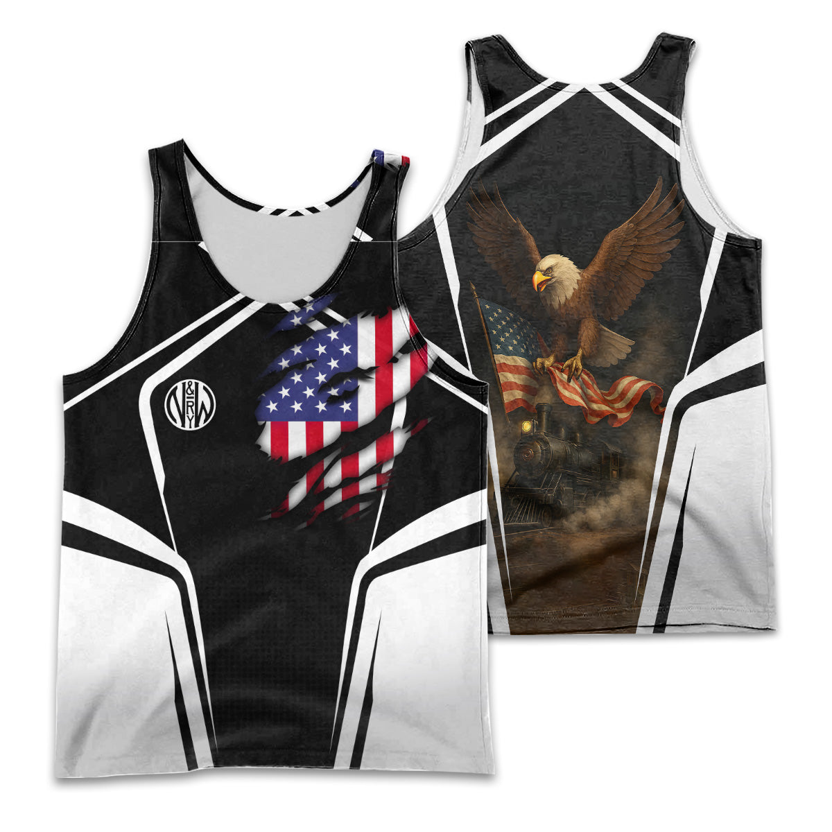 Railspirit Personalized Norfolk and Western Railway Men Tank Top American Eagle Vintage Train N&W Shirt