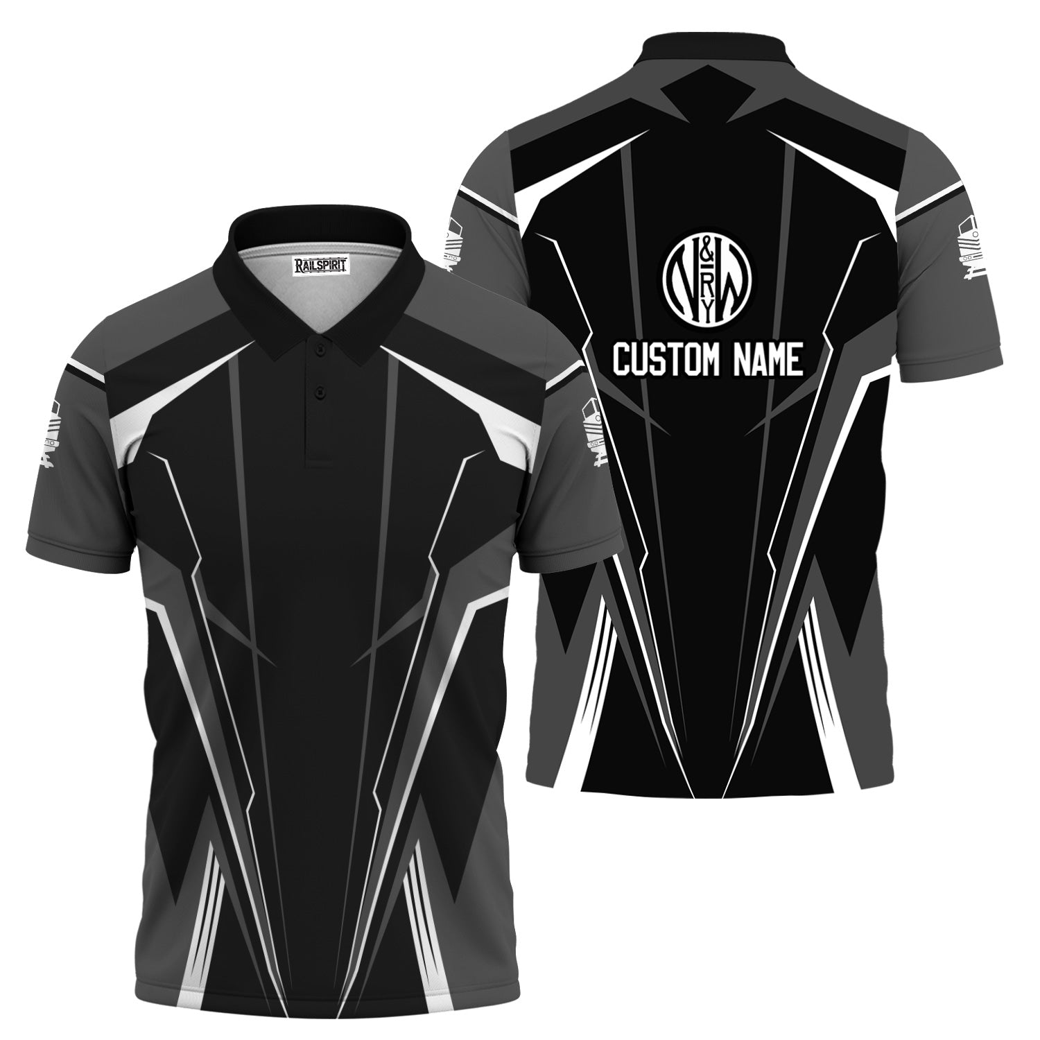 Railspirit Personalized Norfolk and Western Railway Polo Shirt Lightning-Edge Design N&W Train Shirt For Railroad Lovers