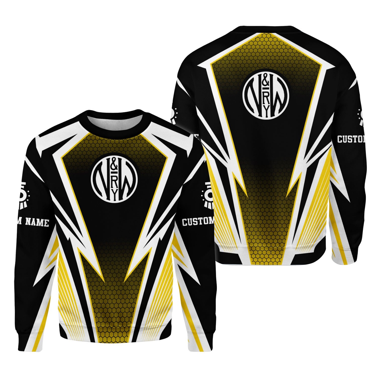 Railspirit Personalized Norfolk and Western Railway Sweatshirt Lightning Graphic Style N&W Shirt Gift Idea For Train Lover