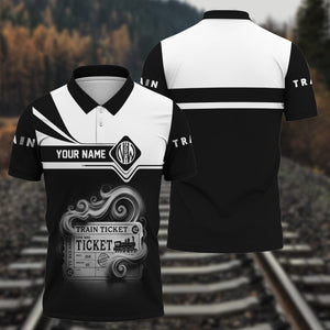 Railspirit Custom Name Norfolk and Western Railway Polo Shirt American Train Ticket N&W Printed Shirt