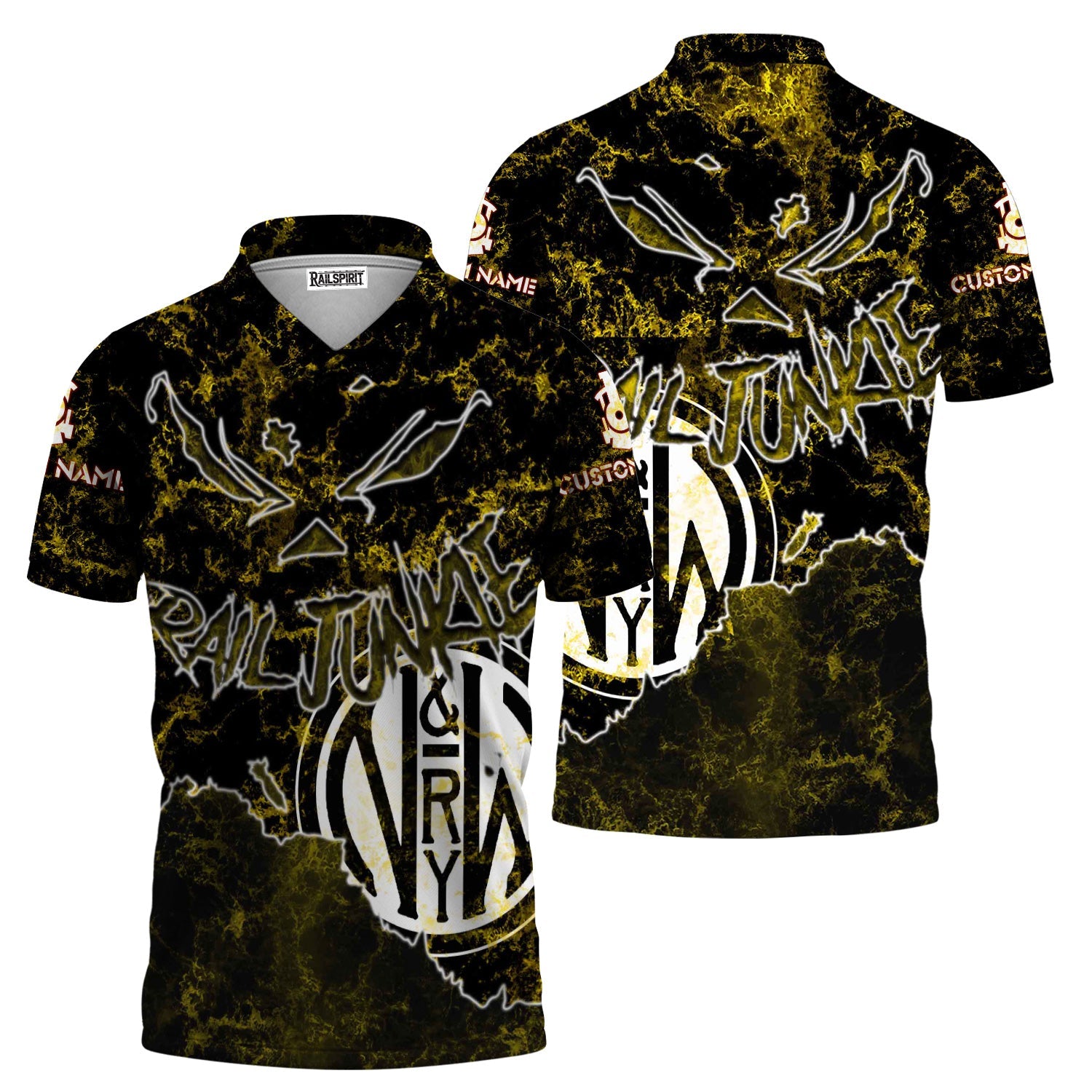 Railspirit Personalized Norfolk and Western Railway Polo Shirt Torn Graphic Style N&W Train Shirt For Rail Junkie