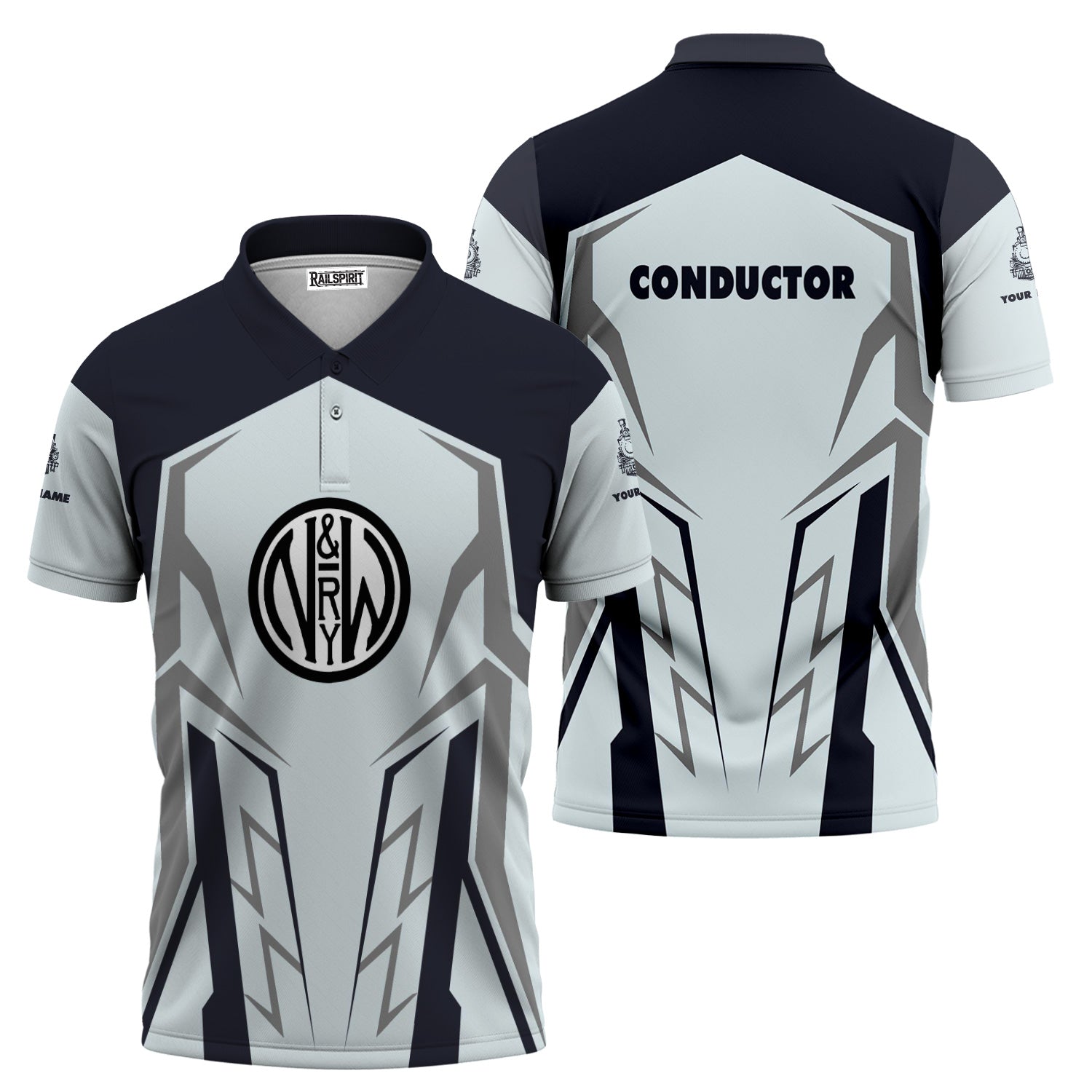 Railspirit Personalized Norfolk and Western Railway Polo Shirt Futuristic Design with Custom Job N&W Train Shirt