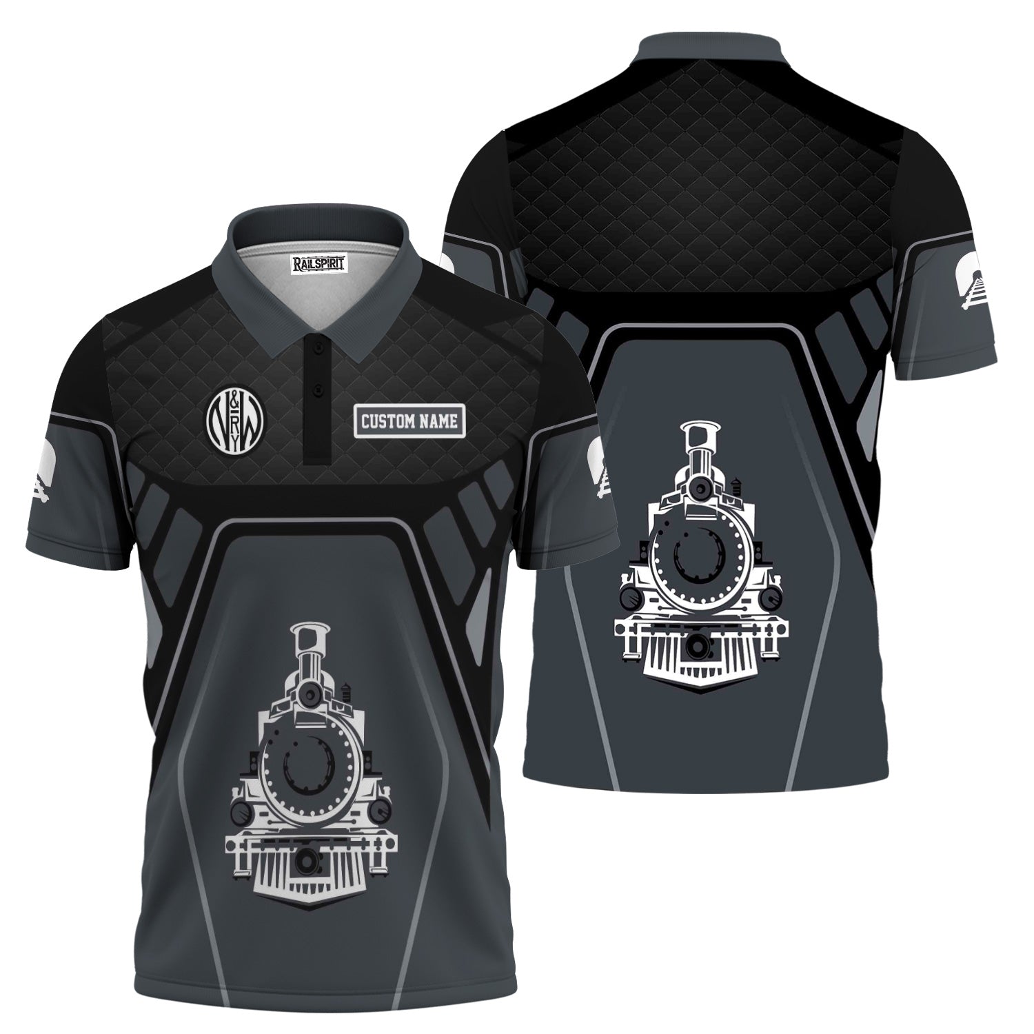 Railspirit Personalized Norfolk and Western Railway Polo Shirt Steam Locomotive Engine Graphic N&W Train Shirt All Over Print