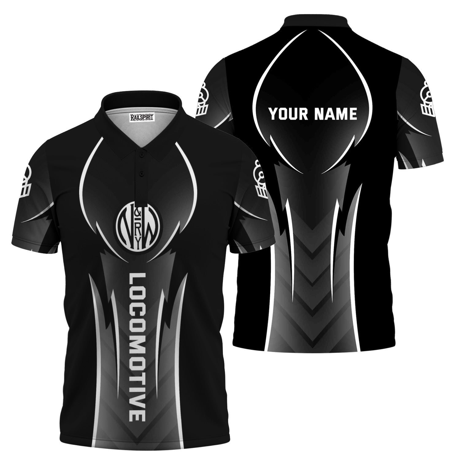 Railspirit Personalized Norfolk and Western Railway Polo Shirt Striking Line Style N&W Train Shirt For Locomotive Lovers