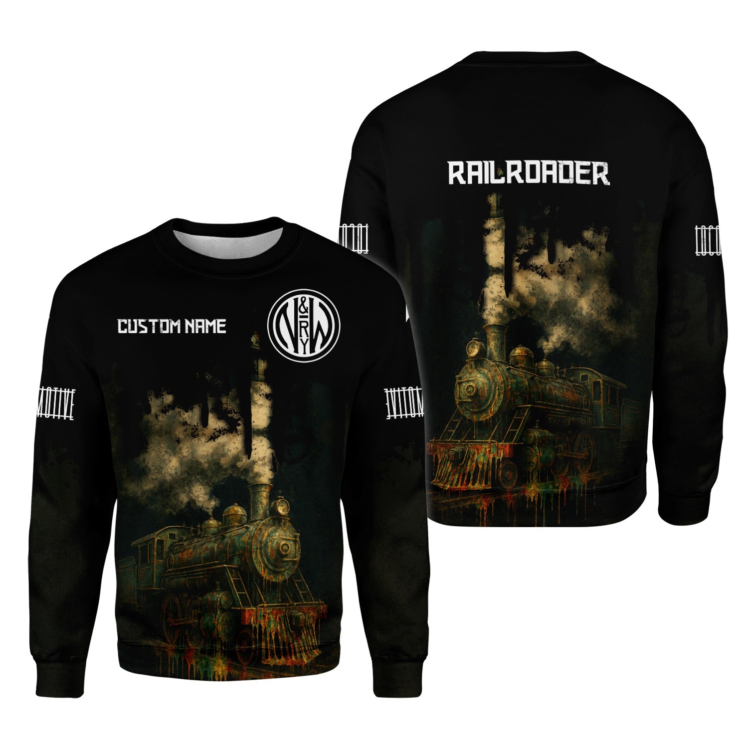 Railspirit Personalized Norfolk and Western Railway Sweatshirt Vintage Train Art Style N&W Shirt For Locomotive Fans