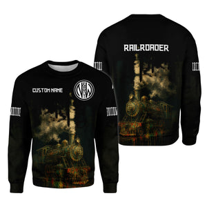 Railspirit Personalized Norfolk and Western Railway Sweatshirt Vintage Train Art Style N&W Shirt For Locomotive Fans