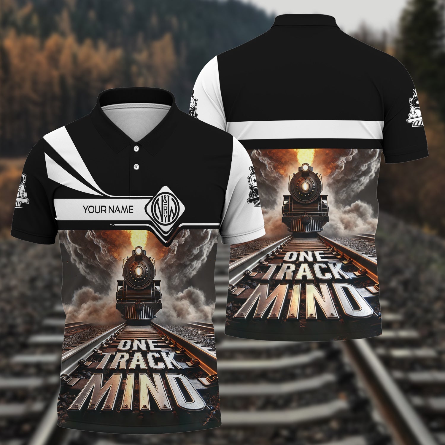 Railspirit Personalized Norfolk and Western Railway Polo Shirt One Track Mind N&W Train Printed Shirt