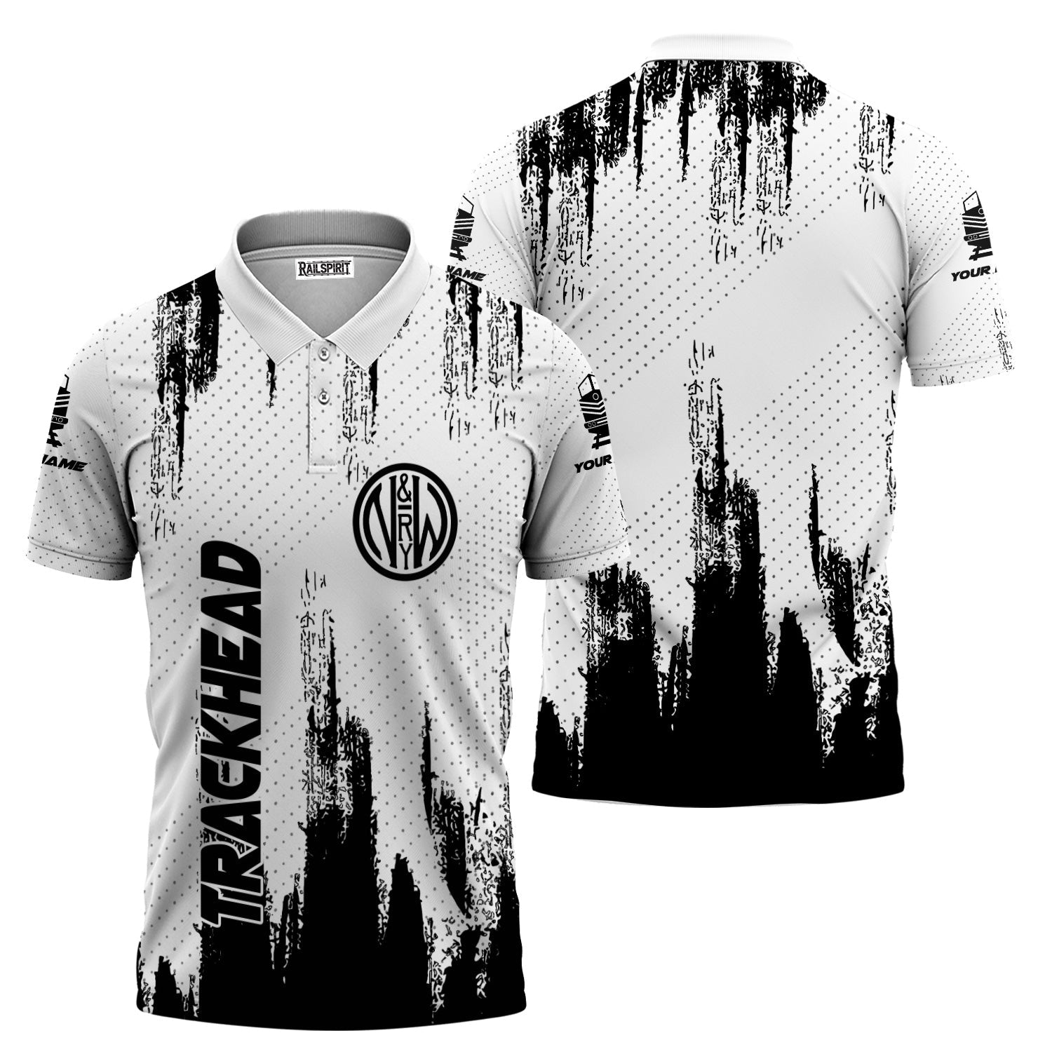 Railspirit Personalized Norfolk and Western Railway Polo Shirt Paint Impact Design N&W Train Shirt for Trackhead
