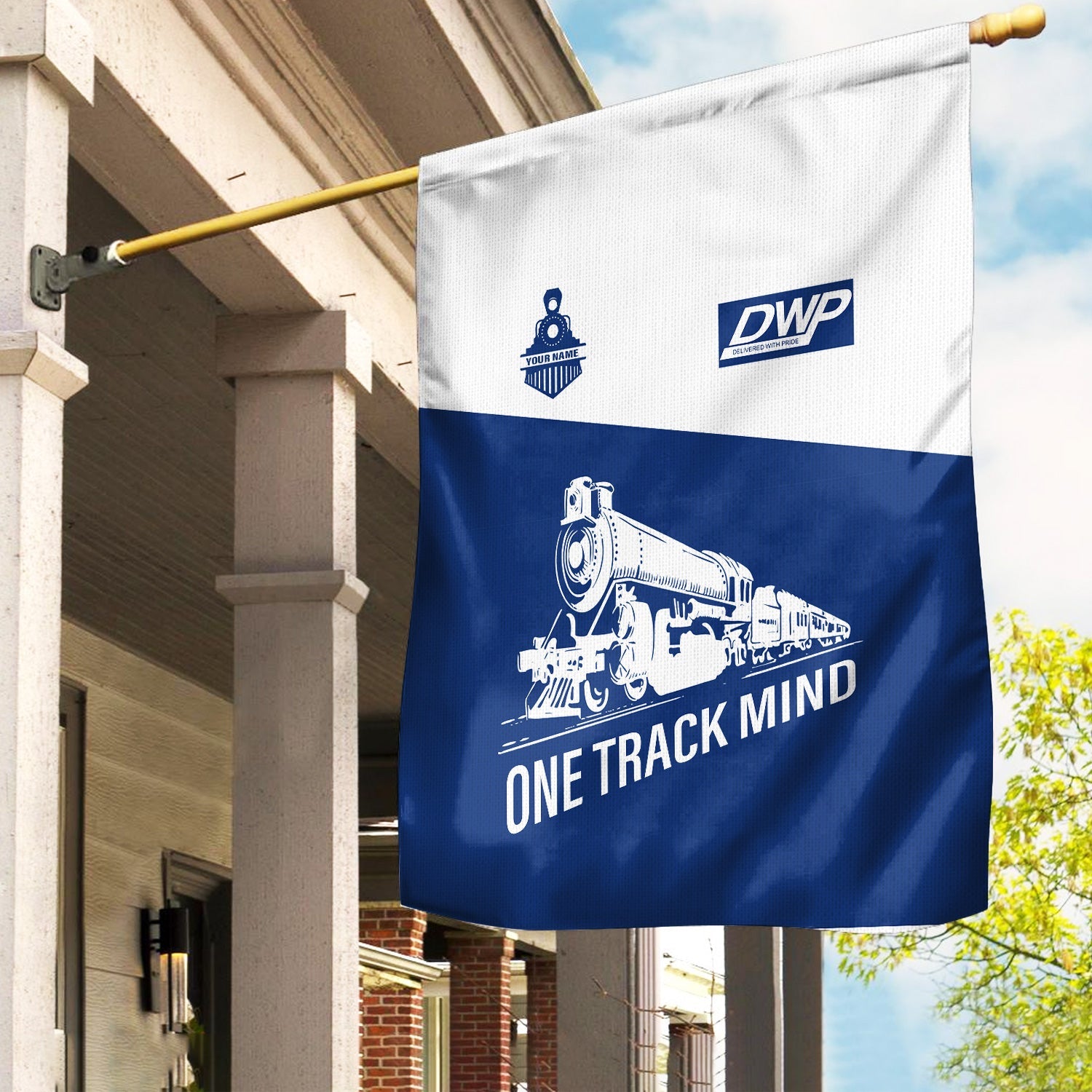 Railspirit Personalized Duluth, Winnipeg and Pacific Railway Garden Flag One Track Mind Flag Gift Idea For Train Lover
