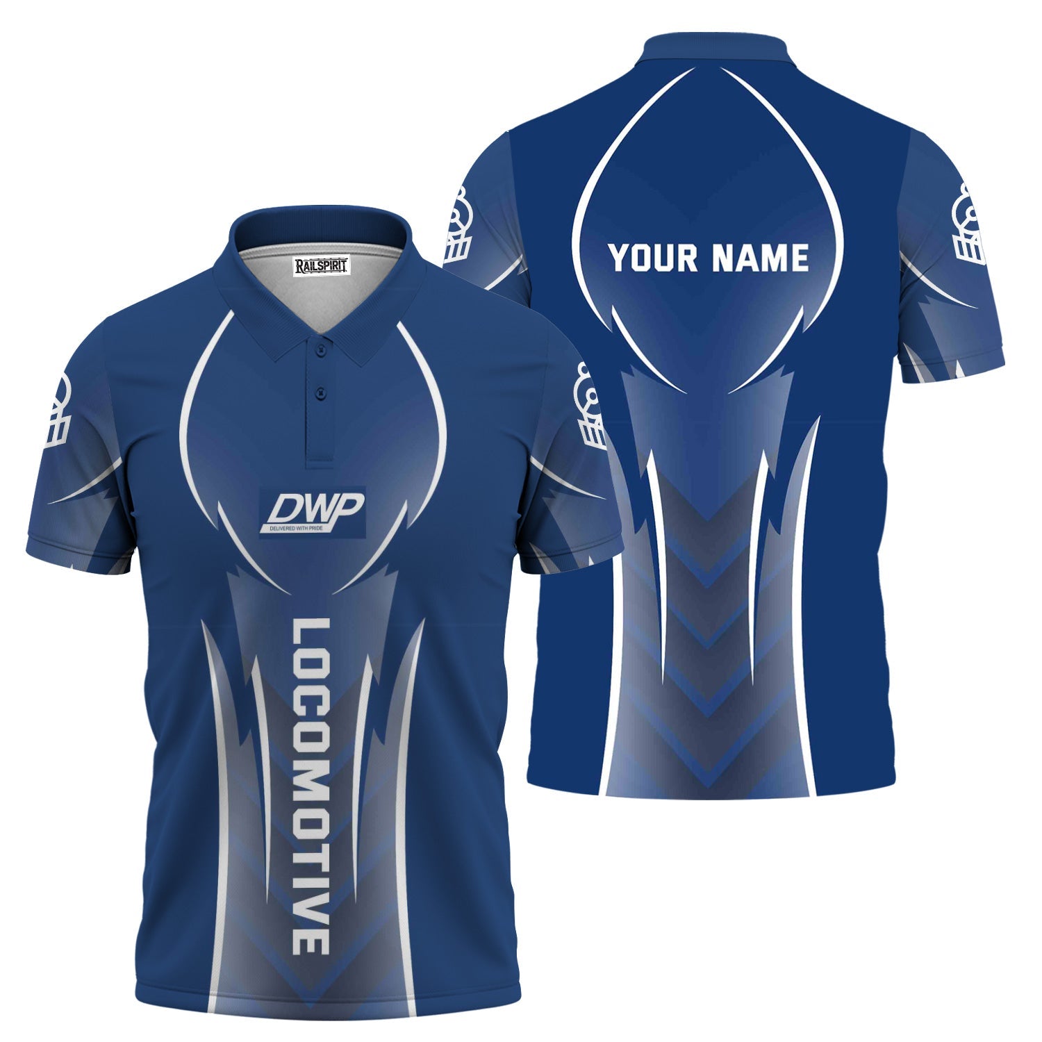 Railspirit Personalized Duluth, Winnipeg and Pacific Railway Polo Shirt Striking Line Style Train Shirt For Locomotive Lovers