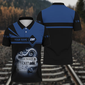 Railspirit Custom Name Duluth, Winnipeg and Pacific Railway Polo Shirt American Train Ticket Printed Shirt