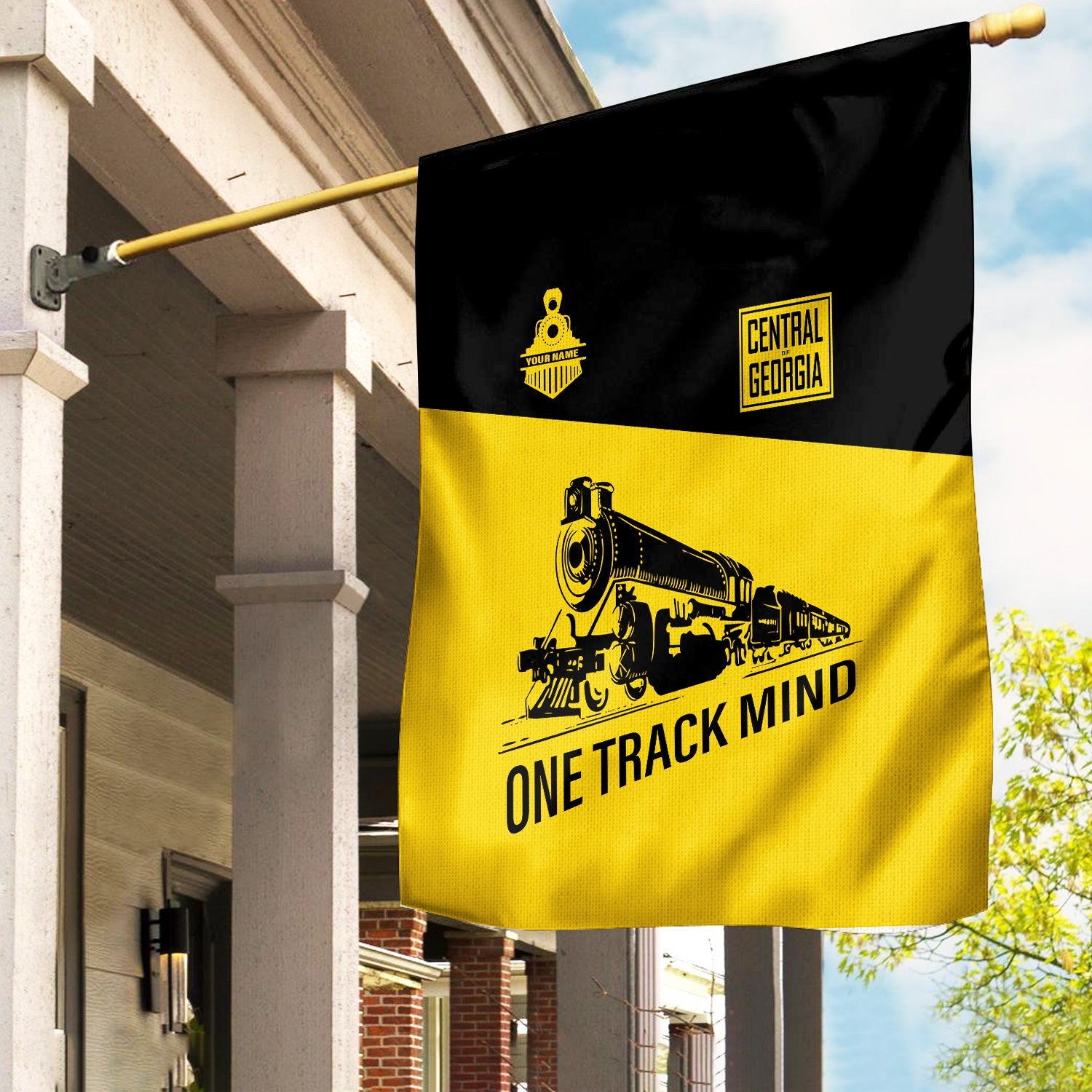 Railspirit Personalized Central of Georgia Railway Garden Flag One Track Mind Flag Gift Idea For Train Lover