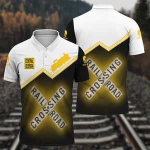 Railspirit Personalized Central of Georgia Railway Polo Shirt Railroad Crossing Printed Train Track Shirt