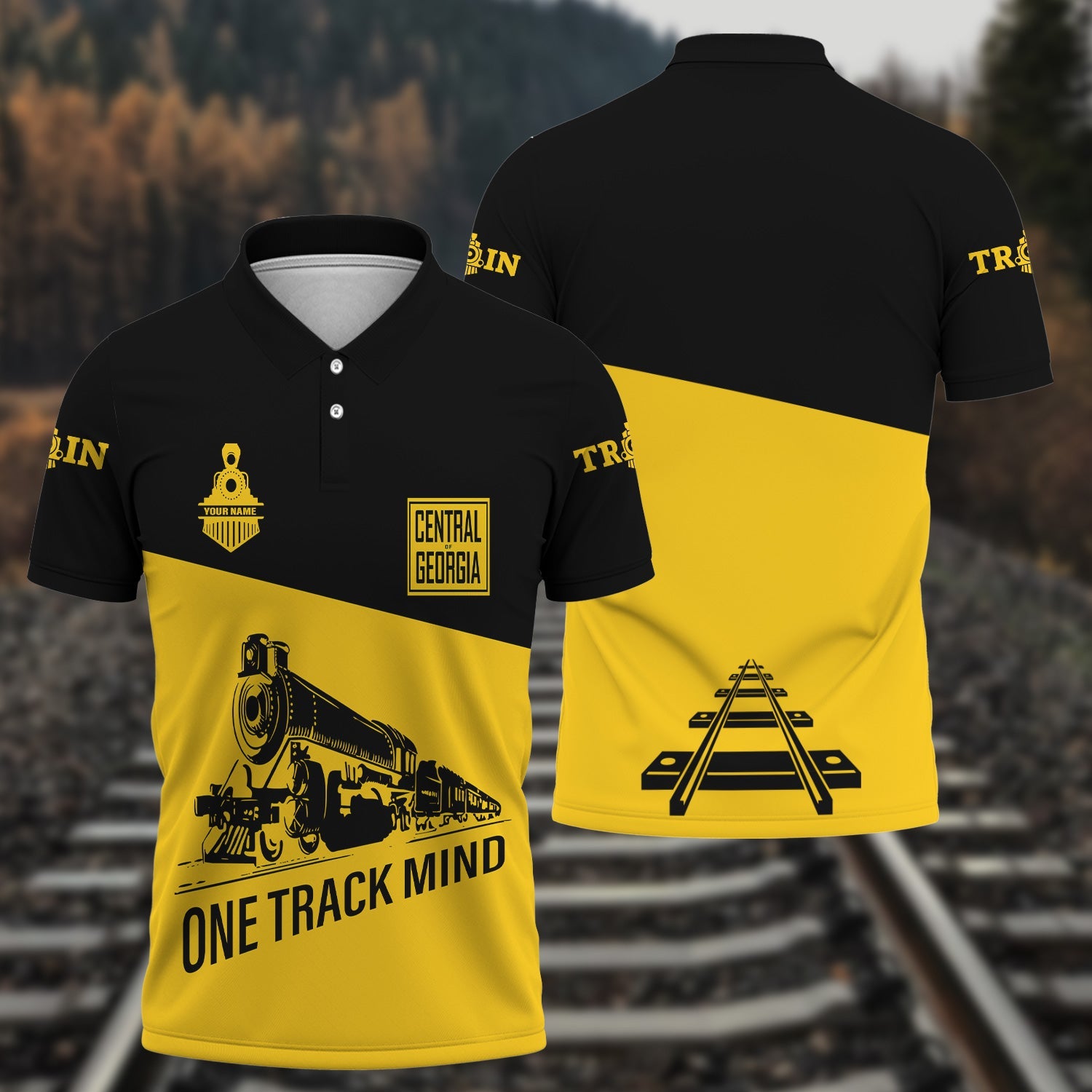 Railspirit Personalized Central of Georgia Railway Polo Shirt One Track Mind Unisex Train Shirt Gift Idea For Train Lover