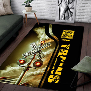 Railspirit Personalized Central of Georgia Railway Area Rug Railroad Crossing Sign Rug All Over Print
