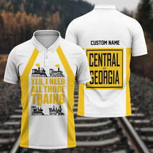 Railspirit Custom Name Central of Georgia Railway Polo Shirt Yes I Need All Those Train Printed Shirt