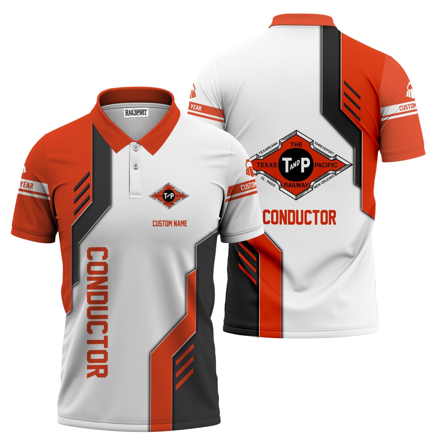 Railspirit Personalized Texas and Pacific Railway Polo Shirt Unique Railway Style with Custom Job Train Shirt