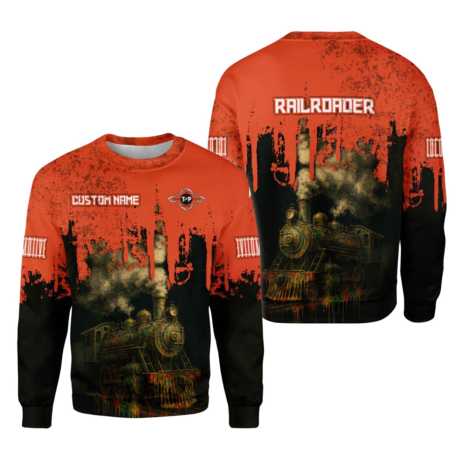 Railspirit Personalized Texas and Pacific Railway Sweatshirt Vintage Train Art Style Shirt For Locomotive Fans