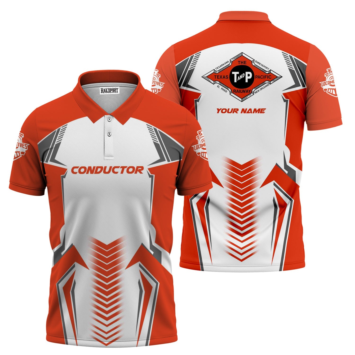 Railspirit Personalized Texas and Pacific Railway Polo Shirt Standout Style with Custom Position Train Shirt