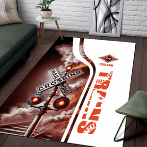 Railspirit Personalized Texas and Pacific Railway Area Rug Railroad Crossing Sign Rug All Over Print