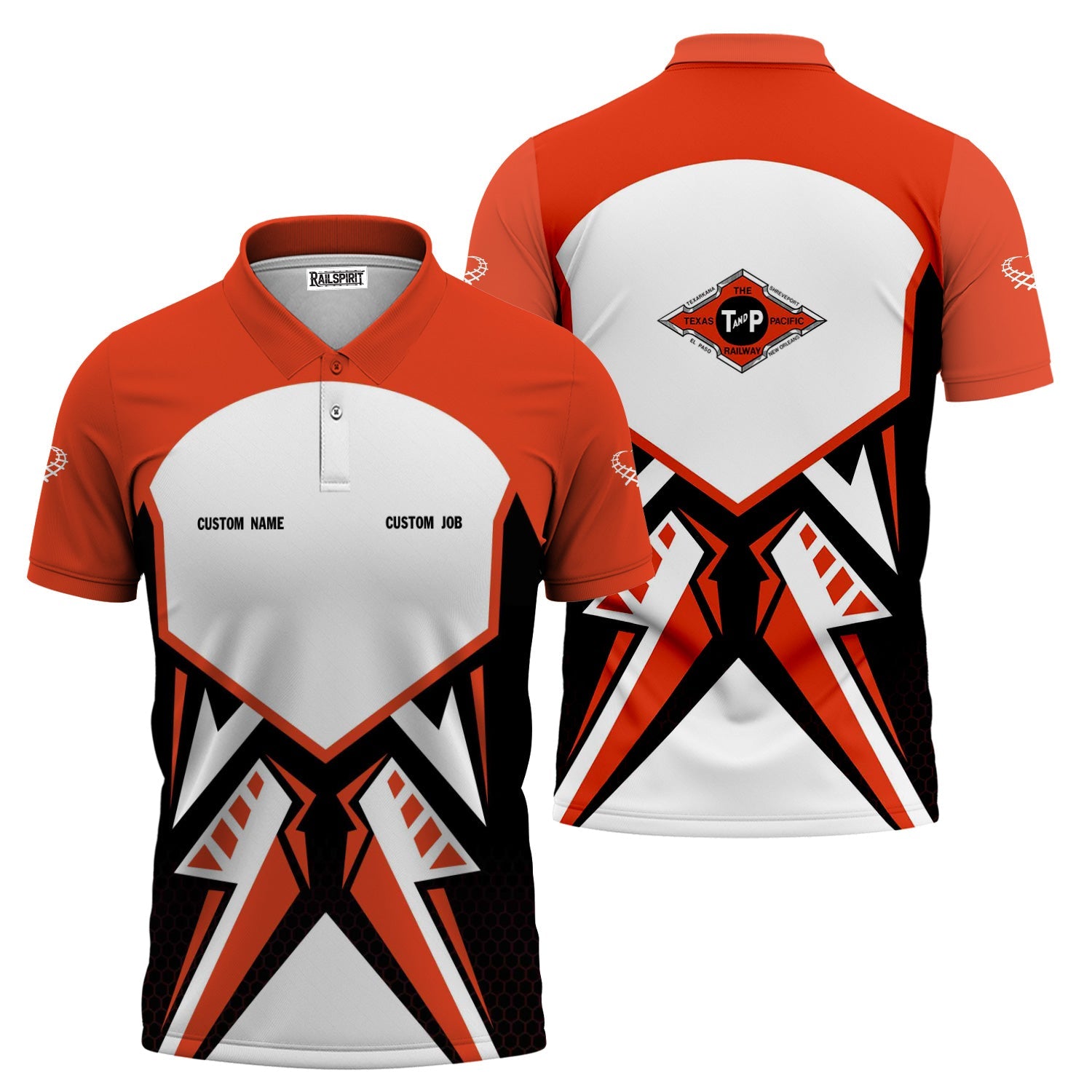 Railspirit Personalized Texas and Pacific Railway Polo Shirt Vibriant Style with Custom Position Train Shirt