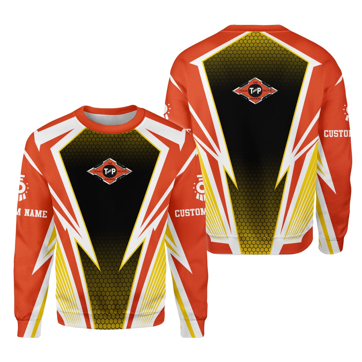 Railspirit Personalized Texas and Pacific Railway Sweatshirt Lightning Graphic Style Shirt Gift Idea For Train Lover