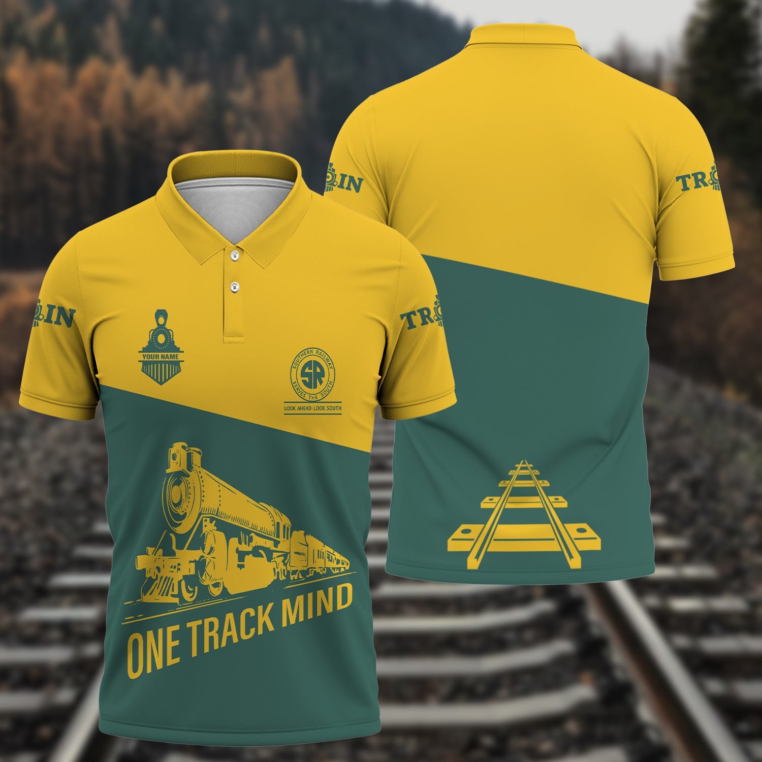 Railspirit Personalized Southern Railway U.S Polo Shirt One Track Mind Unisex Train Shirt Gift Idea For Train Lover